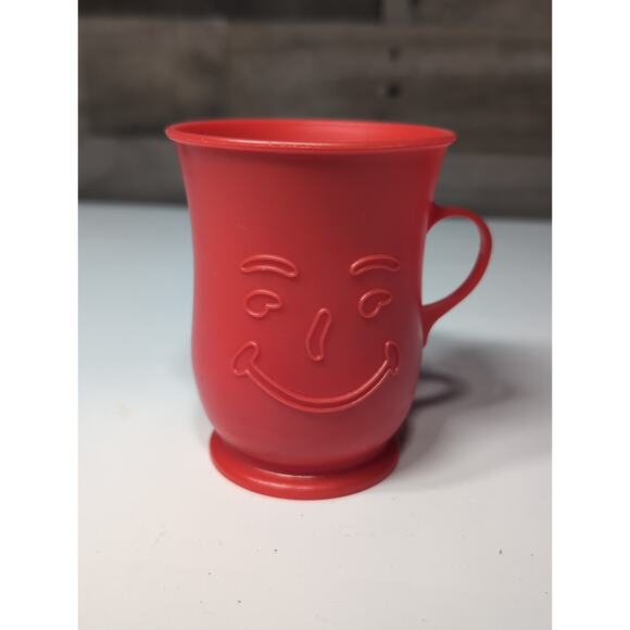 Set of 4 Vintage Red Kool Aid Cups Plastic KoolAid Man Oh Yeah 80s - Picture 2 of 4